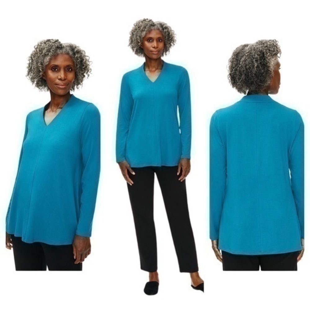 NWT Eileen Fisher Jewel Fine Jersey V-Neck Top